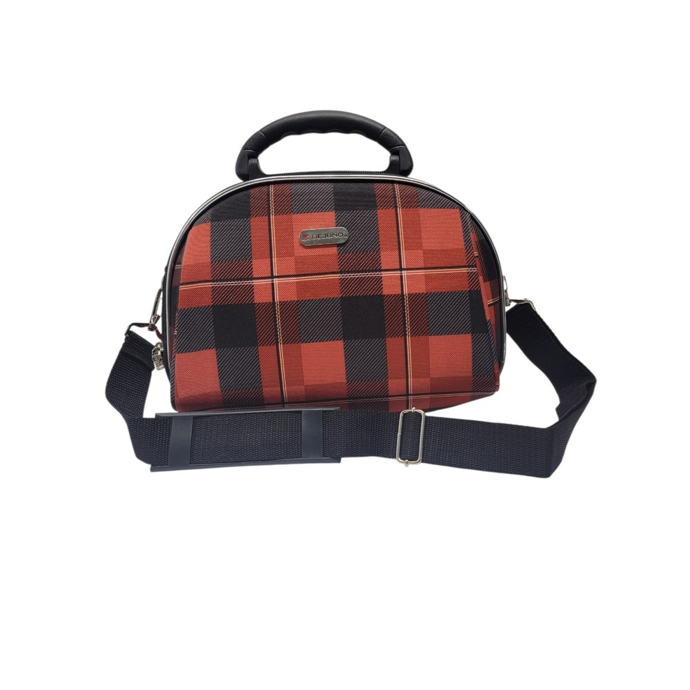 Dejuno Plaid Cosmetic Bag Large w/ Shoulder Strap‎